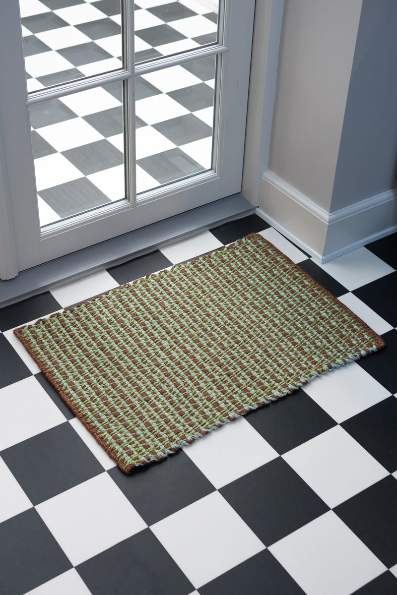 Striped Jute Doormat - Mint